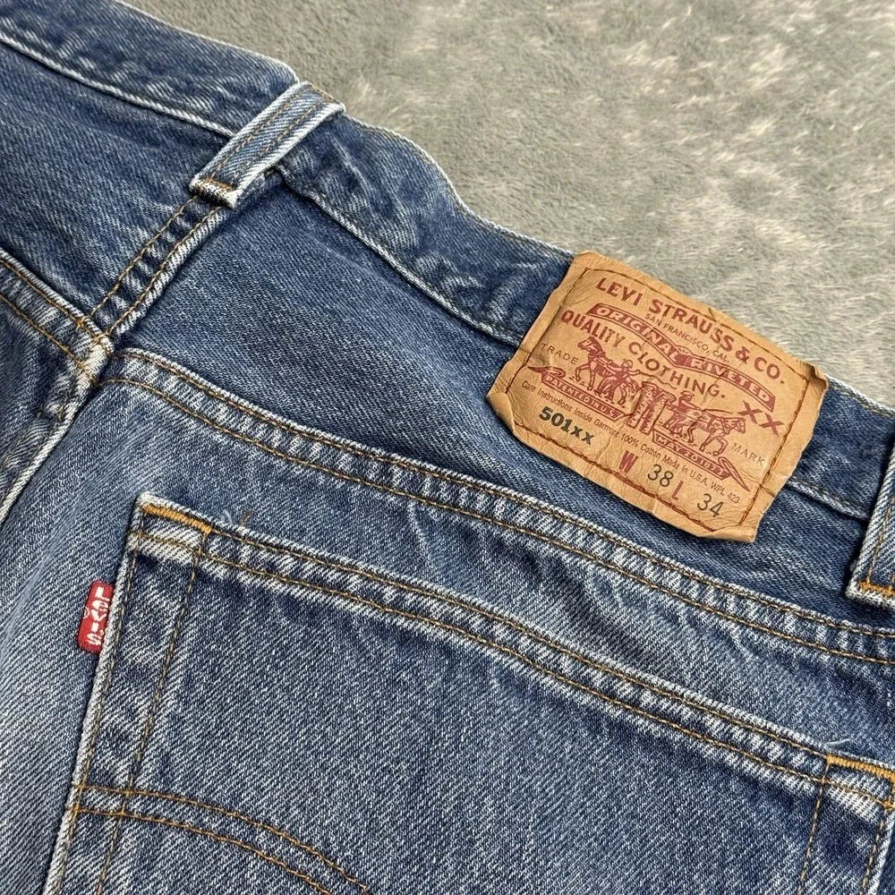 Vintage 90s Levi's 501xx Made‎ in Usa Light Blue Denim Jeans 38x34 (33x30) Retro
